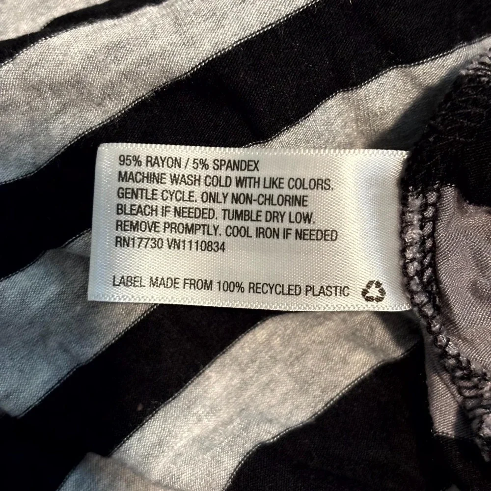 Merona Maxi Dress Womens Large Gray Black Striped Sleeveless Stretch Casual L - Picture 6 of 7